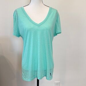 Adidas Climalite V-Neck Shirt in Seafoam Green Size Large